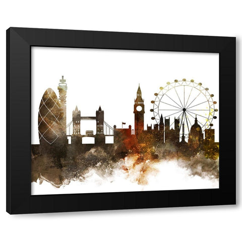 London Watercolor Cityscape II Black Modern Wood Framed Art Print with Double Matting by Circle Art Group