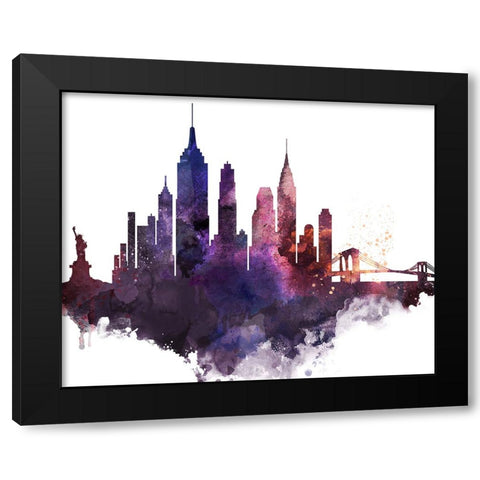 New York City Watercolor Cityscape II Black Modern Wood Framed Art Print by Circle Art Group