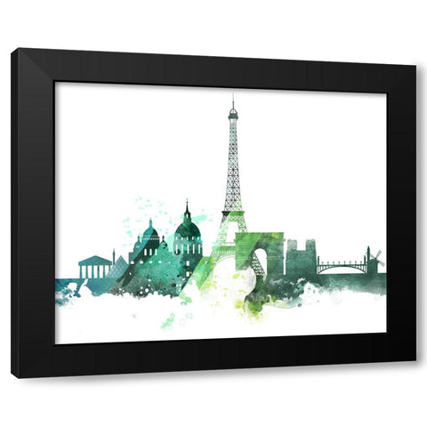 Paris Watercolor Cityscape II Black Modern Wood Framed Art Print by Circle Art Group