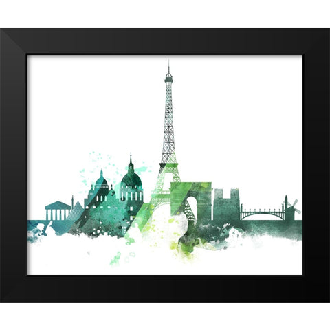 Paris Watercolor Cityscape II Black Modern Wood Framed Art Print by Circle Art Group