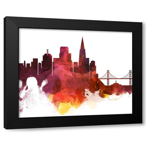 San Francisco Watercolor Cityscape II Black Modern Wood Framed Art Print by Circle Art Group