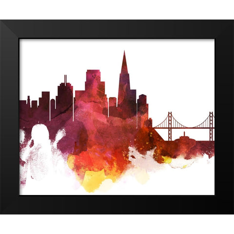 San Francisco Watercolor Cityscape II Black Modern Wood Framed Art Print by Circle Art Group