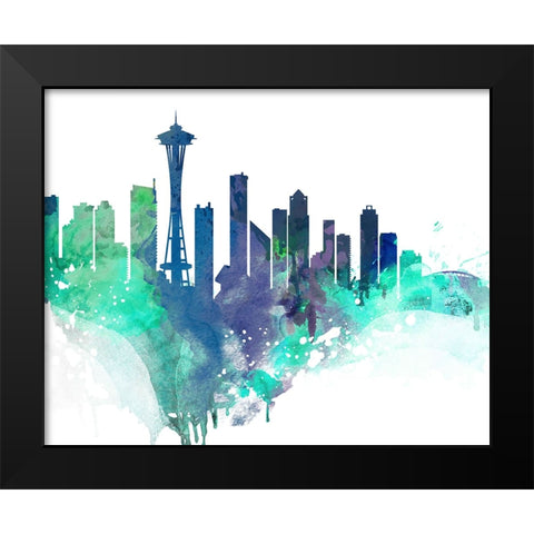 Seattle Watercolor Cityscape II Black Modern Wood Framed Art Print by Circle Art Group