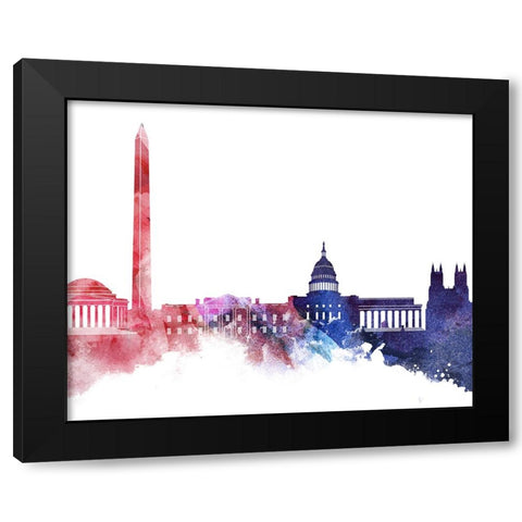 Washington DC Watercolor Cityscape - Red and Blue II Black Modern Wood Framed Art Print by Circle Art Group