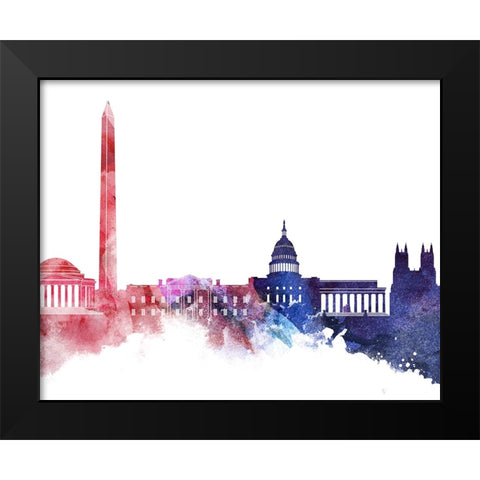 Washington DC Watercolor Cityscape - Red and Blue II Black Modern Wood Framed Art Print by Circle Art Group