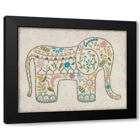 Laurels Elephant I Black Modern Wood Framed Art Print with Double Matting by Zarris, Chariklia