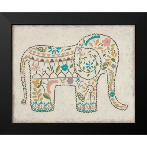 Laurels Elephant I Black Modern Wood Framed Art Print by Zarris, Chariklia