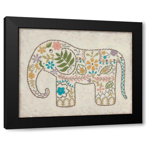 Laurels Elephant II Black Modern Wood Framed Art Print with Double Matting by Zarris, Chariklia