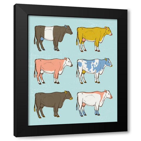 Mid Century Farm - Cattle - Neutral Black Modern Wood Framed Art Print by Circle Art Group