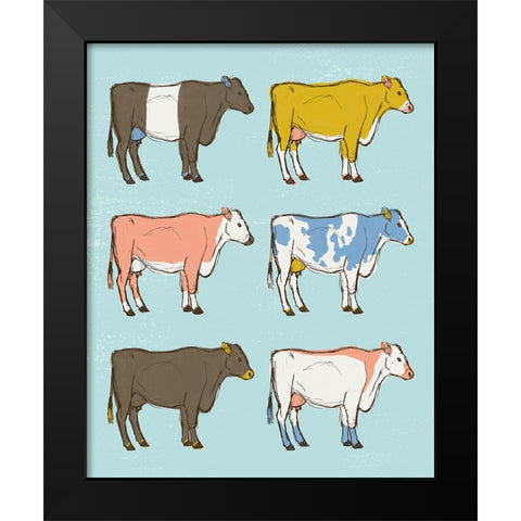 Mid Century Farm - Cattle - Neutral Black Modern Wood Framed Art Print by Circle Art Group