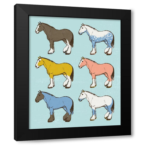 Mid Century Farm - Horses - Neutral Black Modern Wood Framed Art Print by Circle Art Group
