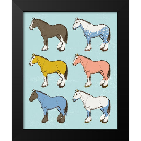 Mid Century Farm - Horses - Neutral Black Modern Wood Framed Art Print by Circle Art Group