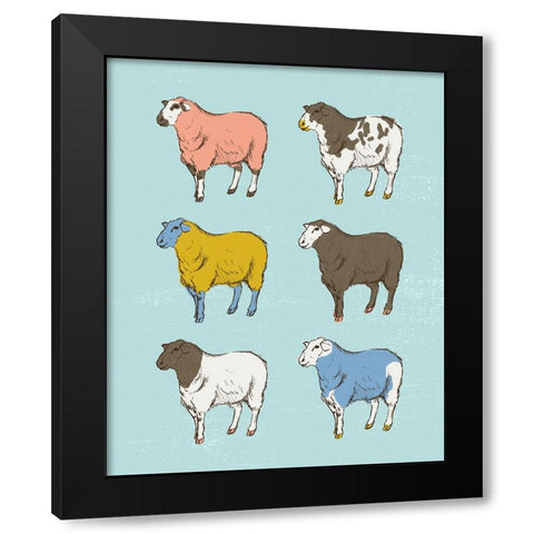 Mid Century Farm - Sheep - Neutral Black Modern Wood Framed Art Print by Circle Art Group