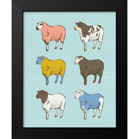 Mid Century Farm - Sheep - Neutral Black Modern Wood Framed Art Print by Circle Art Group