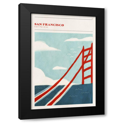 Mid Century City - San Francisco Black Modern Wood Framed Art Print with Double Matting by Circle Art Group