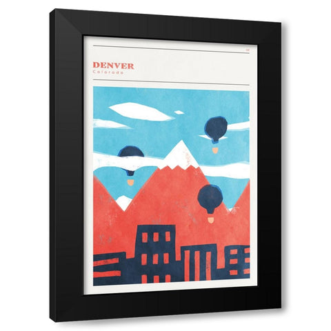 Mid Century City - Denver Black Modern Wood Framed Art Print by Circle Art Group