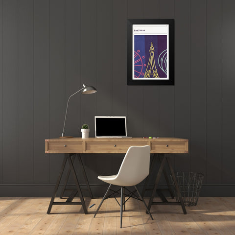 Mid Century City - Las Vegas Black Modern Wood Framed Art Print by Circle Art Group