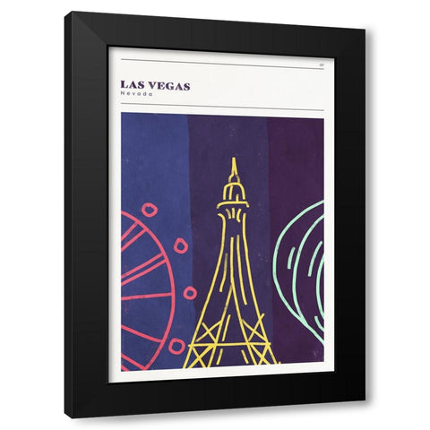 Mid Century City - Las Vegas Black Modern Wood Framed Art Print with Double Matting by Circle Art Group