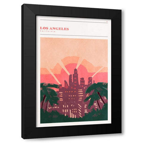 Mid Century City - Los Angeles Black Modern Wood Framed Art Print with Double Matting by Circle Art Group