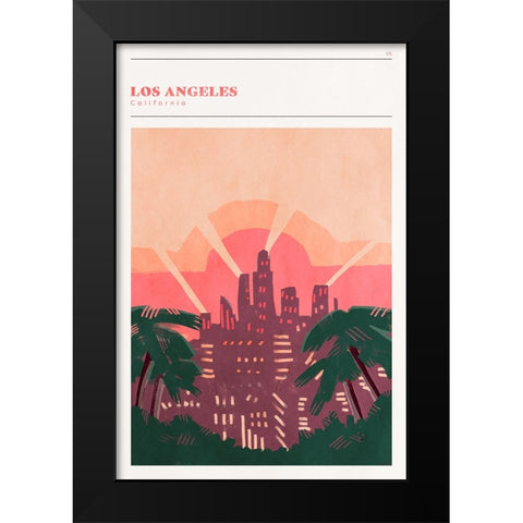 Mid Century City - Los Angeles Black Modern Wood Framed Art Print by Circle Art Group