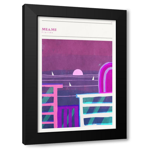Mid Century City - Miami Black Modern Wood Framed Art Print with Double Matting by Circle Art Group