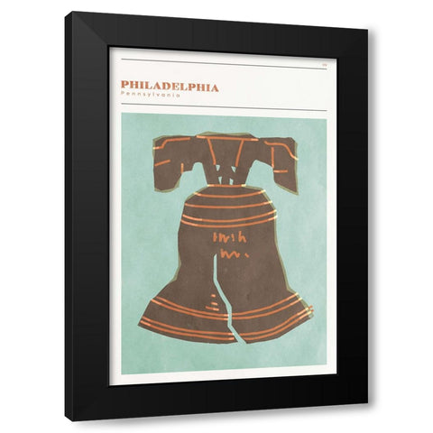 Mid Century City - Philadelphia Black Modern Wood Framed Art Print with Double Matting by Circle Art Group