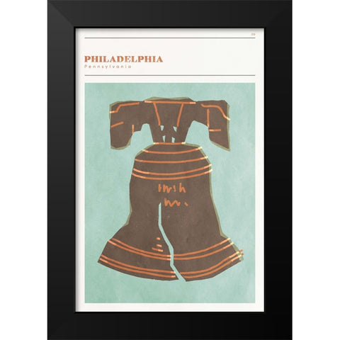 Mid Century City - Philadelphia Black Modern Wood Framed Art Print by Circle Art Group