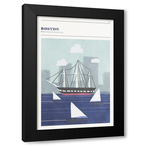 Mid Century City - Boston Black Modern Wood Framed Art Print by Circle Art Group