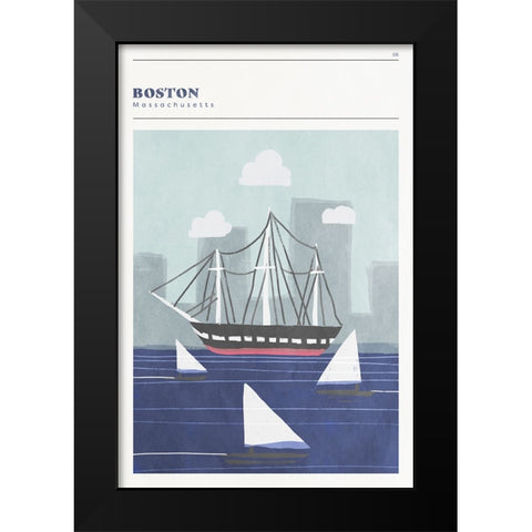Mid Century City - Boston Black Modern Wood Framed Art Print by Circle Art Group