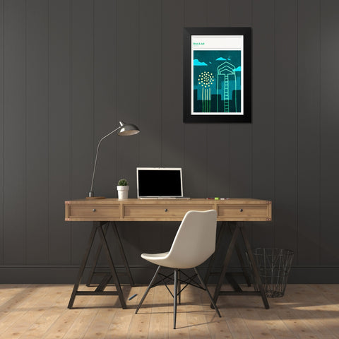 Mid Century City - Dallas Black Modern Wood Framed Art Print by Circle Art Group