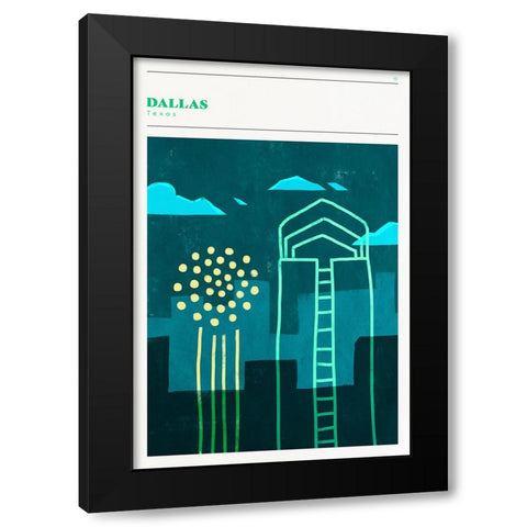 Mid Century City - Dallas Black Modern Wood Framed Art Print by Circle Art Group