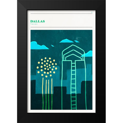 Mid Century City - Dallas Black Modern Wood Framed Art Print by Circle Art Group