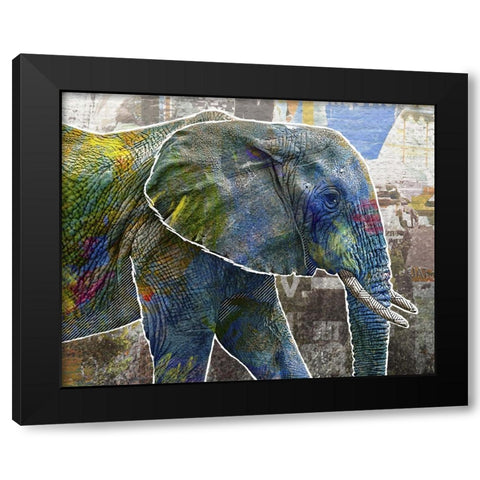 Pop Art - Elephant Black Modern Wood Framed Art Print with Double Matting by Inner Circle