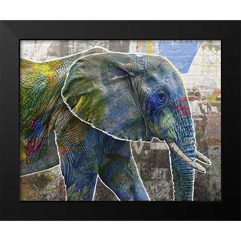 Pop Art - Elephant Black Modern Wood Framed Art Print by Inner Circle
