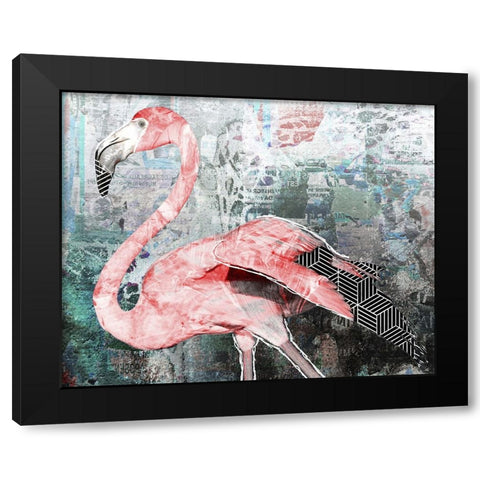 Pop Art - Flamingo Black Modern Wood Framed Art Print with Double Matting by Inner Circle