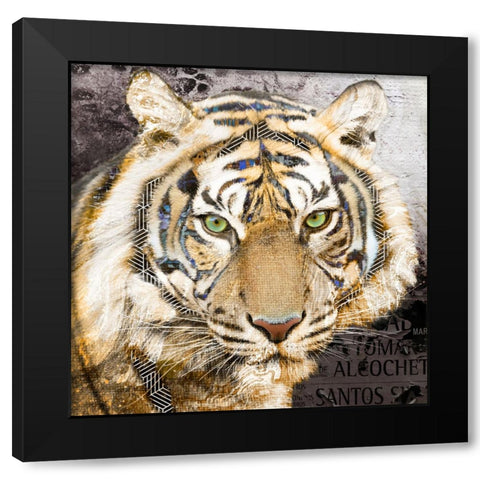 Pop Art - Tiger Black Modern Wood Framed Art Print by Inner Circle
