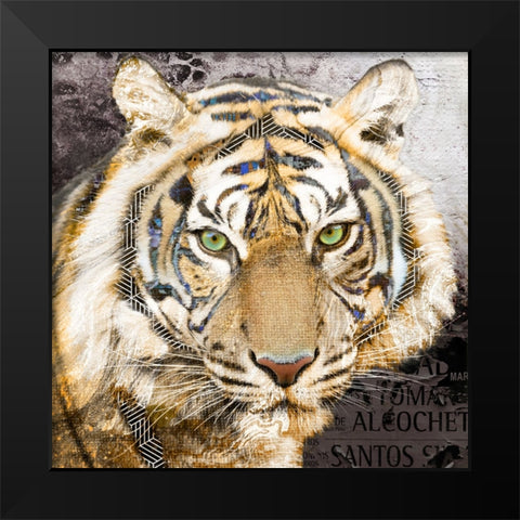 Pop Art - Tiger Black Modern Wood Framed Art Print by Inner Circle