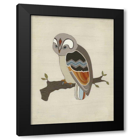 Chevron Owl II Black Modern Wood Framed Art Print by Vess, June Erica