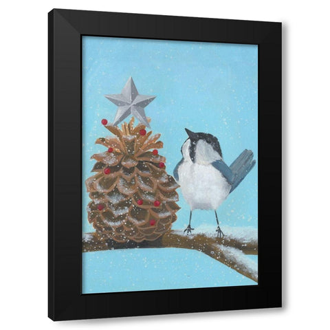 Chickadee Christmas Collection D Black Modern Wood Framed Art Print by Popp, Grace
