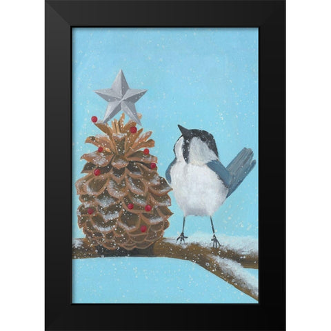 Chickadee Christmas Collection D Black Modern Wood Framed Art Print by Popp, Grace