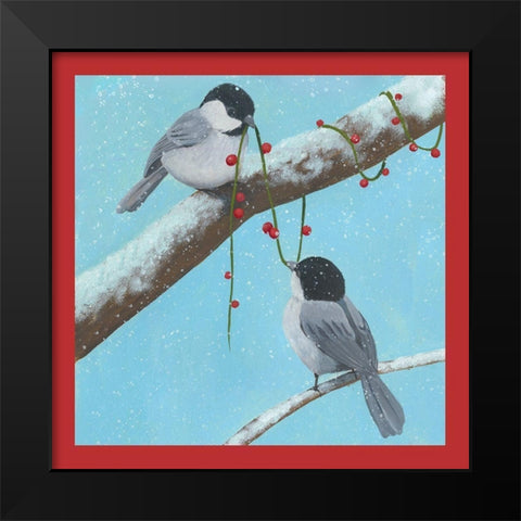 Chickadee Christmas Collection J Black Modern Wood Framed Art Print by Popp, Grace