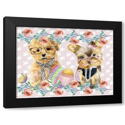 Easter Pups Collection A Black Modern Wood Framed Art Print with Double Matting by Wang, Melissa