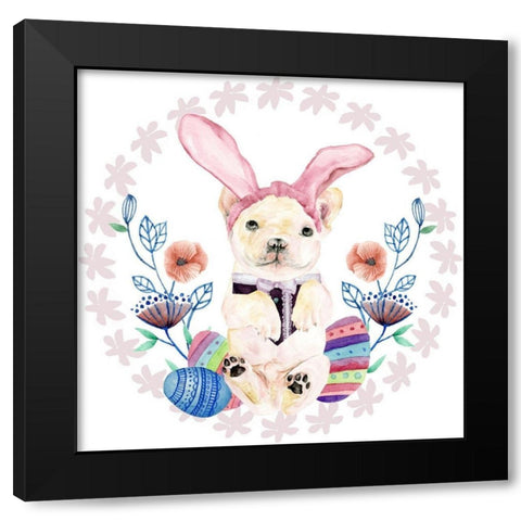 Easter Pups Collection C Black Modern Wood Framed Art Print with Double Matting by Wang, Melissa