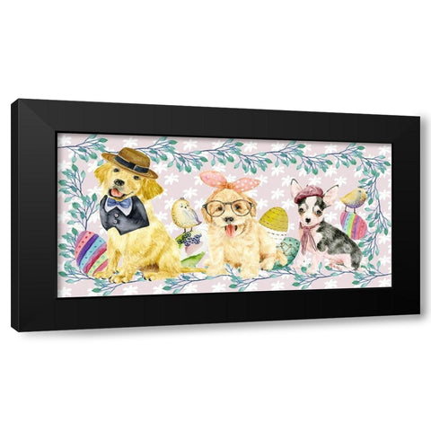 Easter Pups Collection D Black Modern Wood Framed Art Print with Double Matting by Wang, Melissa