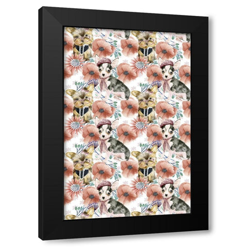 Easter Pups Collection E Black Modern Wood Framed Art Print with Double Matting by Wang, Melissa