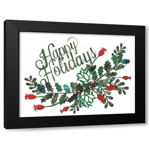 Cut Wreath Christmas Collection A Black Modern Wood Framed Art Print by Moore, Regina