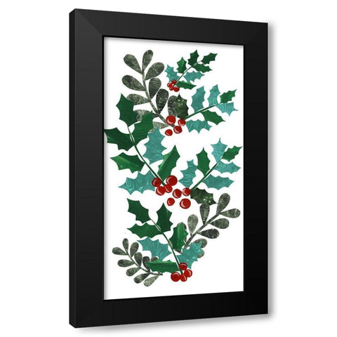 Cut Wreath Christmas Collection B Black Modern Wood Framed Art Print with Double Matting by Moore, Regina