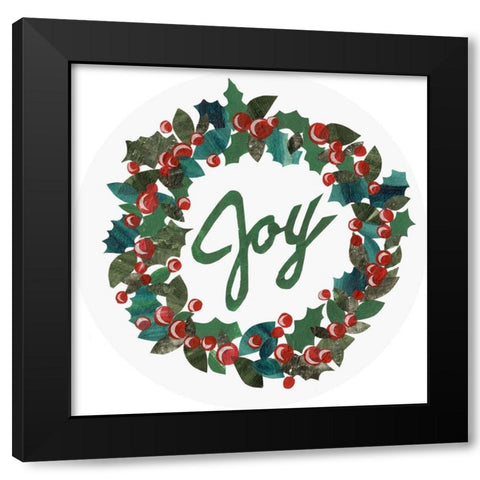 Cut Wreath Christmas Collection C Black Modern Wood Framed Art Print with Double Matting by Moore, Regina