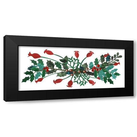 Cut Wreath Christmas Collection D Black Modern Wood Framed Art Print by Moore, Regina