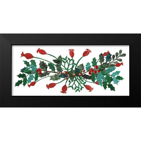 Cut Wreath Christmas Collection D Black Modern Wood Framed Art Print by Moore, Regina